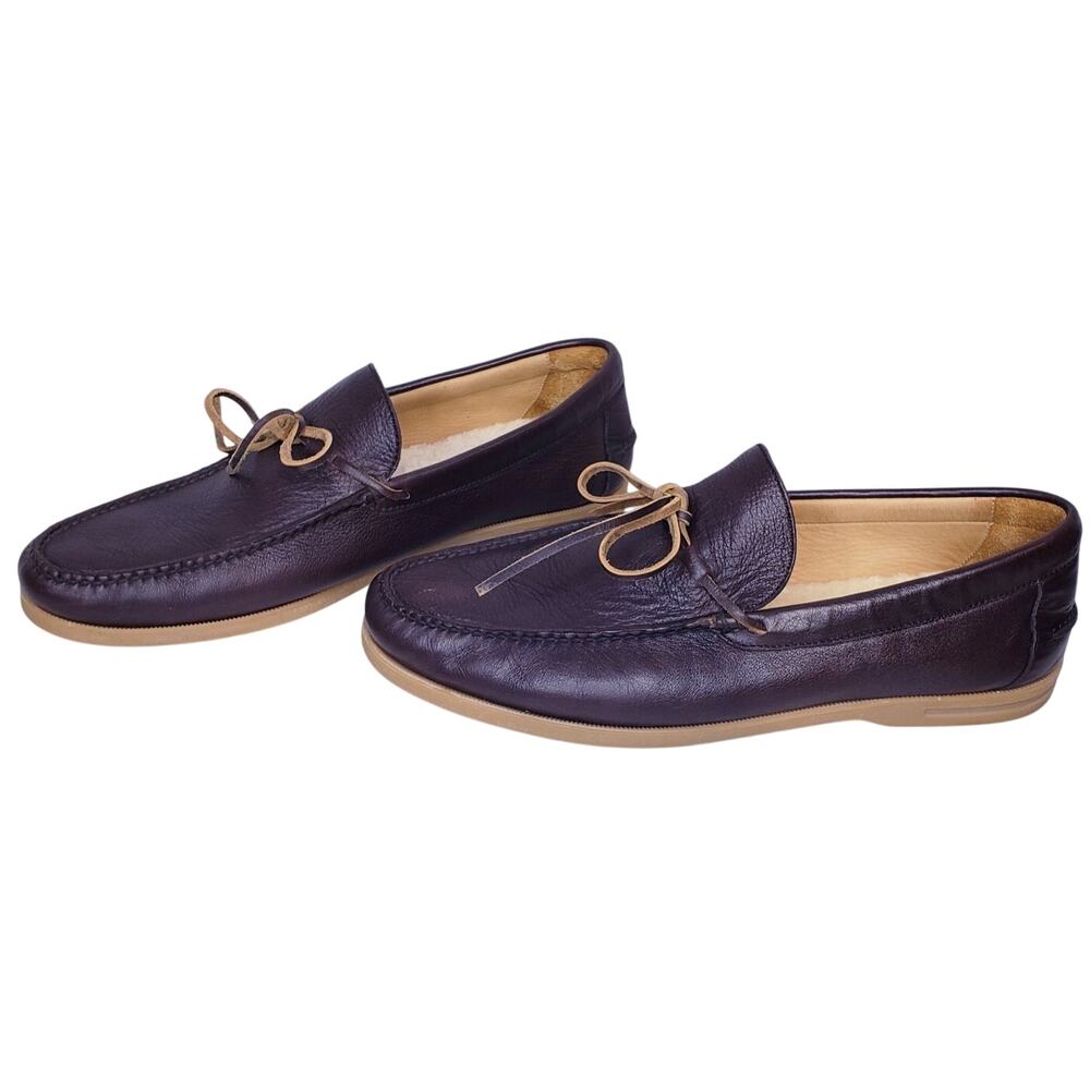 PETER MILLAR Leather Boat Shoes Men's Size 13M w/ ? Sheepskin Removable Insoles
